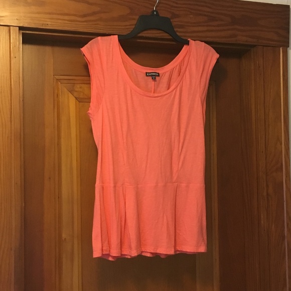 Sale Express Coral Peplum cap sleeve top - Picture 3 of 5